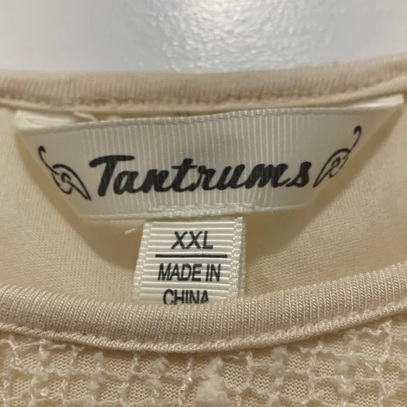 3/$15 Tantrums Size XXL Cream Crochet & Lace Patchwork Pullover - Picture 2 of 7